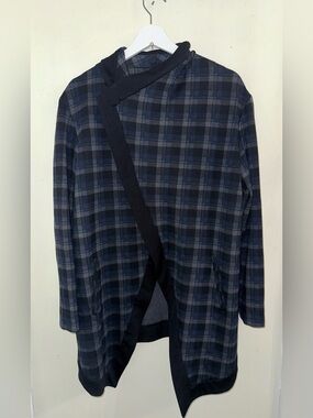 Periphery Plaid Asymmetric Wrap Jacket Size L NWOT